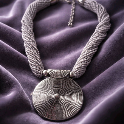RICHEERA Silver-Plated Handcrafted Fusion Necklace - Back Image