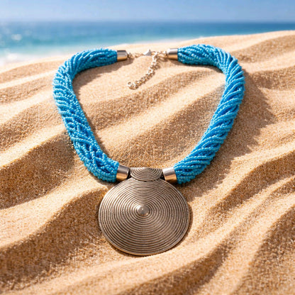 RICHEERA Silver-Plated Handcrafted Fusion Necklace - Side Image