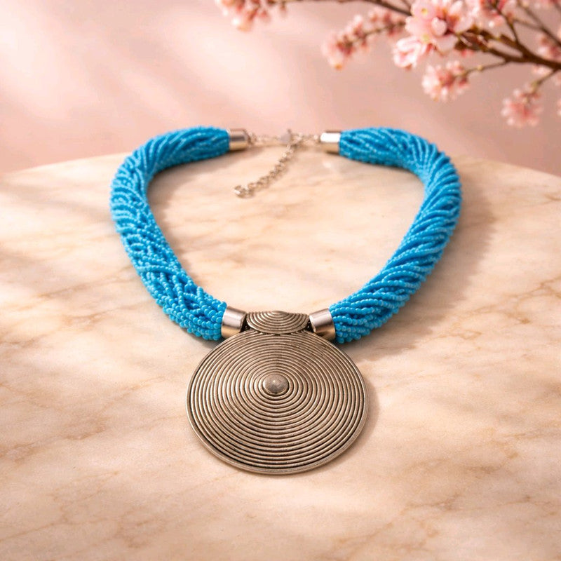 RICHEERA Silver-Plated Handcrafted Fusion Necklace - Back Image
