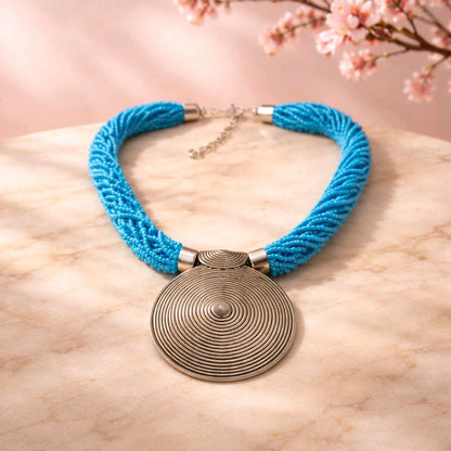 RICHEERA Silver-Plated Handcrafted Fusion Necklace - Back Image