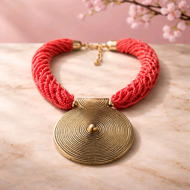RICHEERA Gold-Plated Handcrafted Fusion Necklace - Side Image