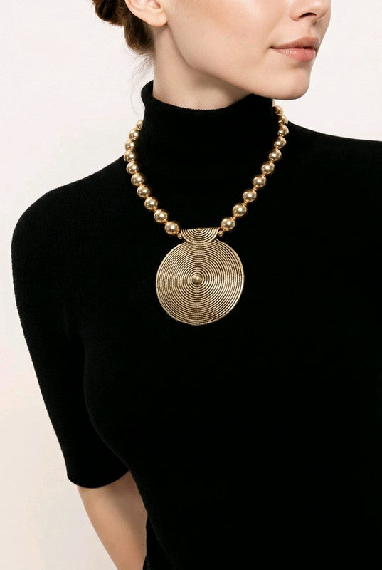 RICHEERA Gold-Plated Handcrafted Ethnic Necklace - Side Image