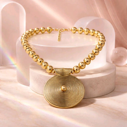 RICHEERA Gold-Plated Handcrafted Ethnic Necklace - Detail Angle
