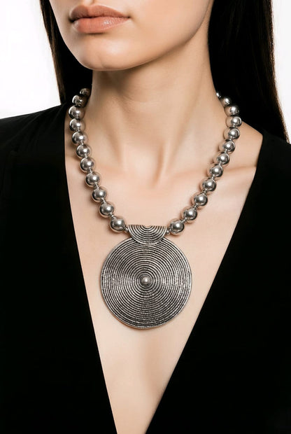 RICHEERA Silver-Plated Handcrafted Ethnic Necklace - Side Image