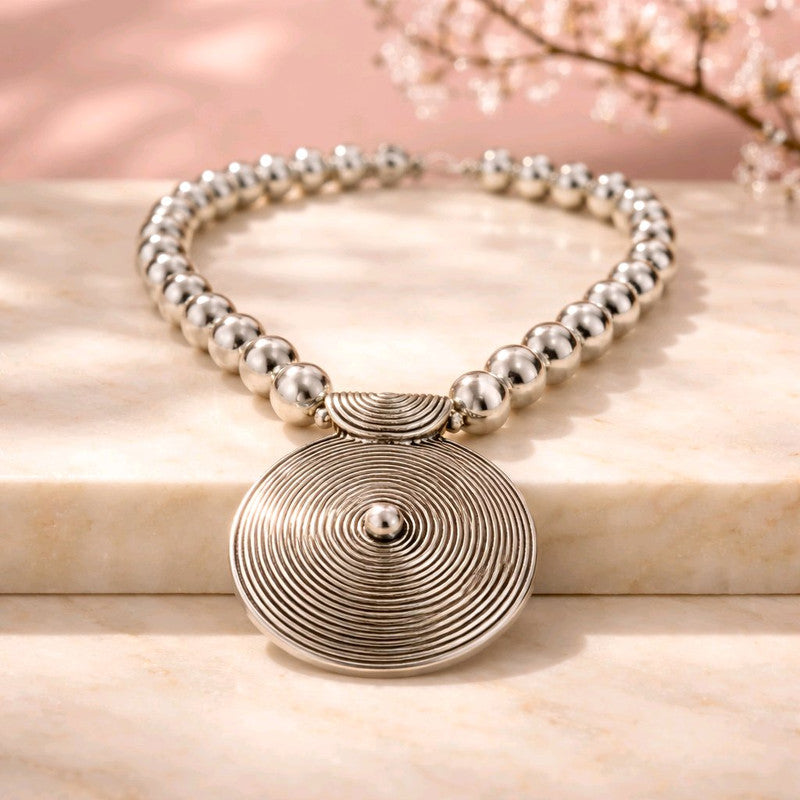 RICHEERA Silver-Plated Handcrafted Ethnic Necklace - Back Image