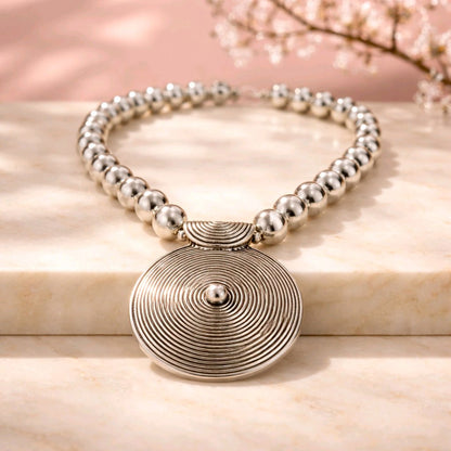 RICHEERA Silver-Plated Handcrafted Ethnic Necklace - Back Image