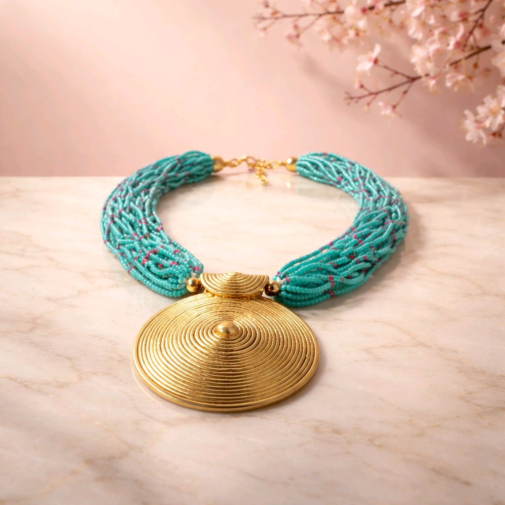 RICHEERA Gold-Plated Handcrafted Fusion Necklace