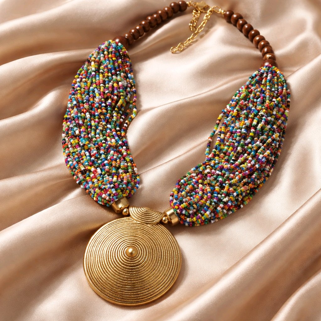 RICHEERA Gold-Plated Handcrafted Ethnic Necklace
