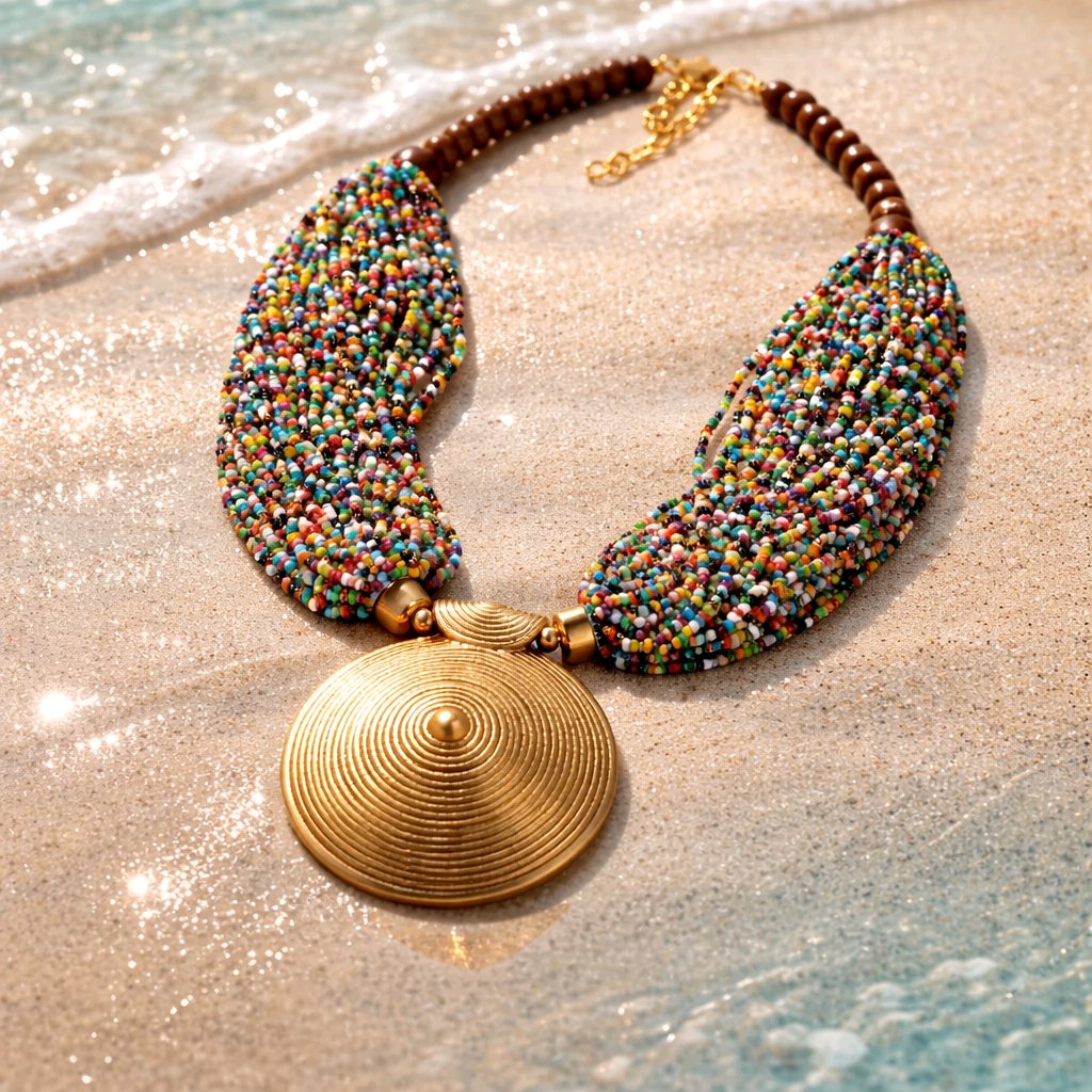 RICHEERA Gold-Plated Handcrafted Ethnic Necklace