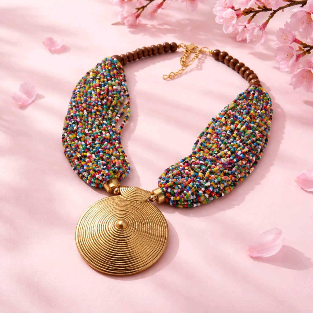 RICHEERA Gold-Plated Handcrafted Ethnic Necklace