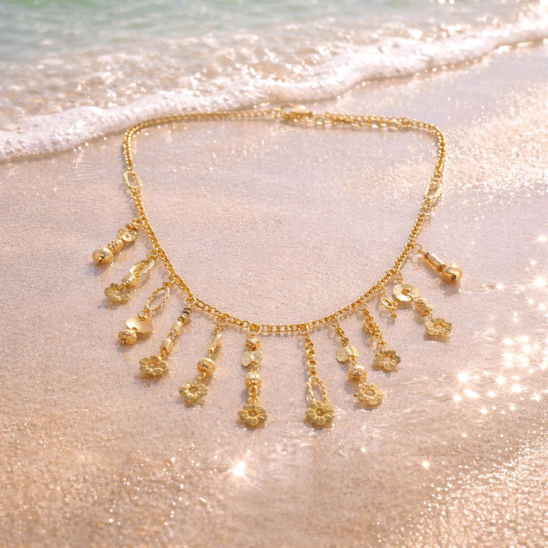 RICHEERA Gold-Plated Handcrafted Ethnic Necklace - Side Image
