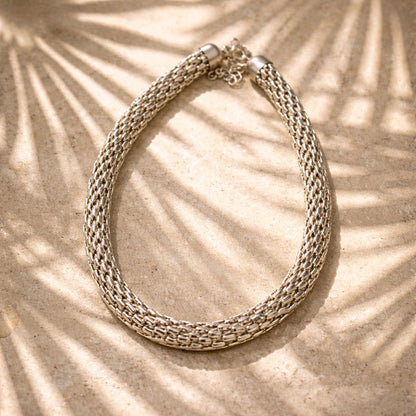 RICHEERA Silver-Plated Handcrafted Fusion Necklace - Detail Angle