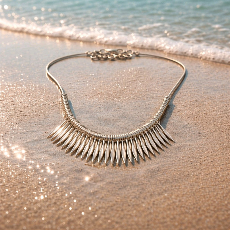 RICHEERA Silver-Plated Handcrafted Ethnic Necklace - Back Image