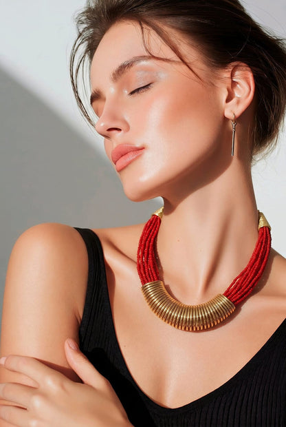 RICHEERA Gold-Plated Handcrafted Ethnic Necklace - Side Image