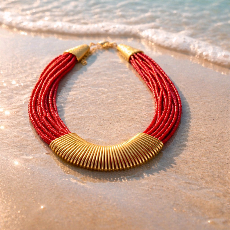 RICHEERA Gold-Plated Handcrafted Ethnic Necklace - Back Image