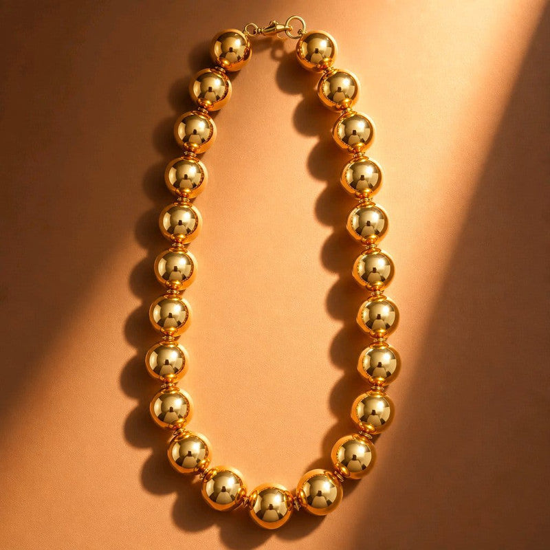 RICHEERA Gold-Plated Handcrafted Fusion Necklace - Detail Angle