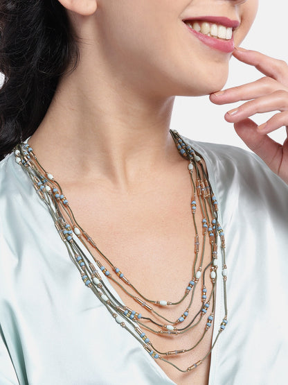 Gold-Toned & Green Layered Necklace
