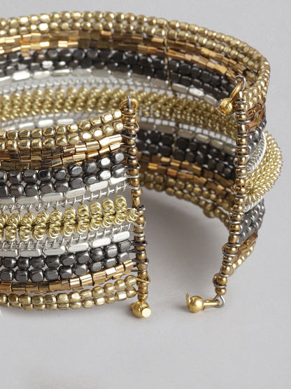 RICHEERA Women Gold-Plated & Silver-Toned Cuff Bracelet