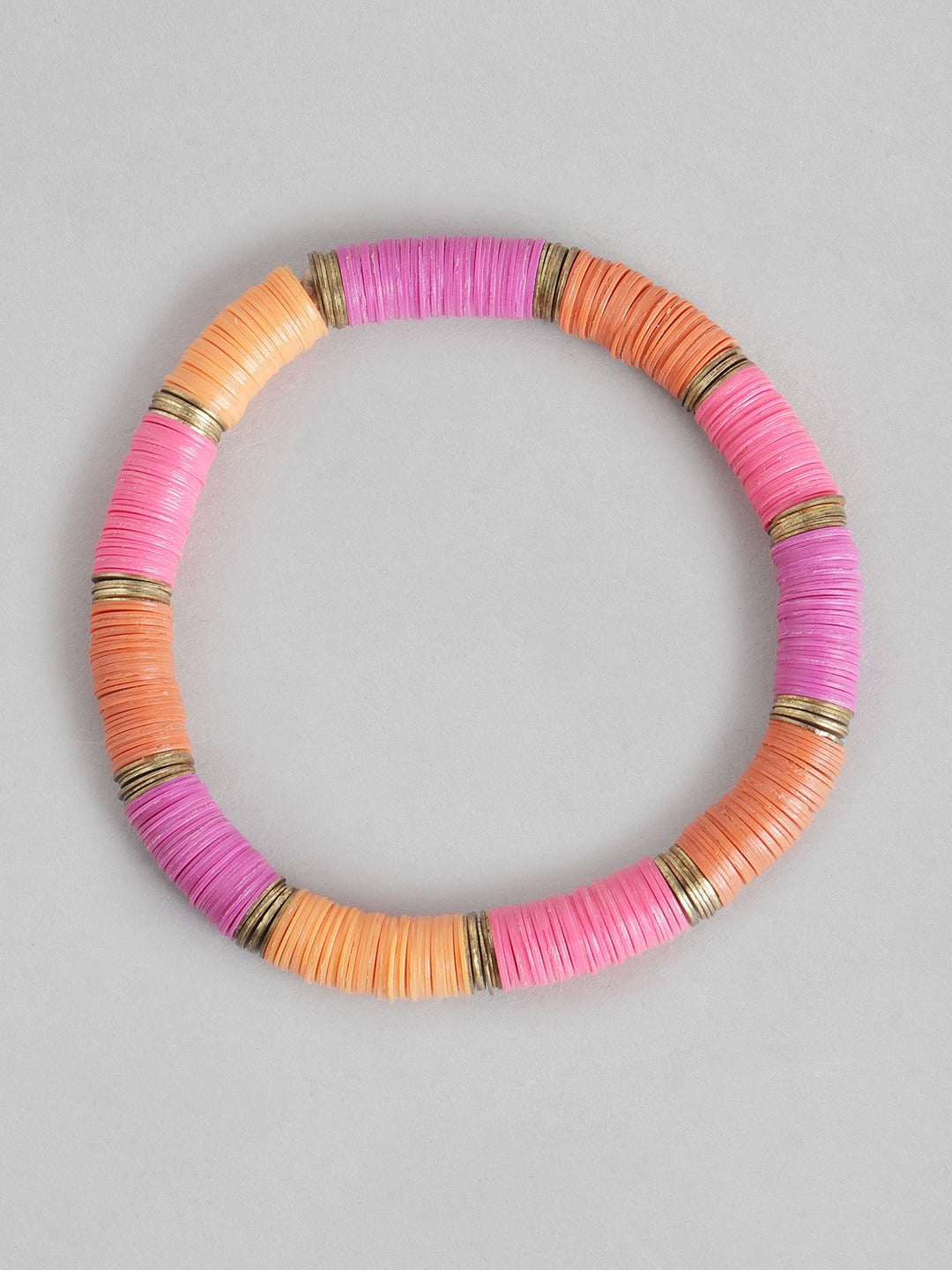 RICHEERA Women Pack Of 3 Pink & Orange Elasticated Bracelet