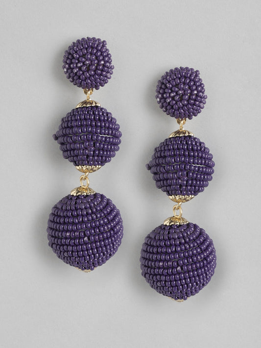 Gold-Plated Artificial Beads Spherical Drop Earrings