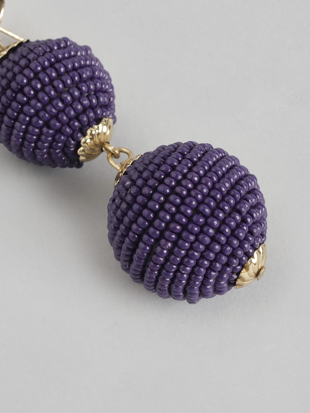 Gold-Plated Artificial Beads Spherical Drop Earrings