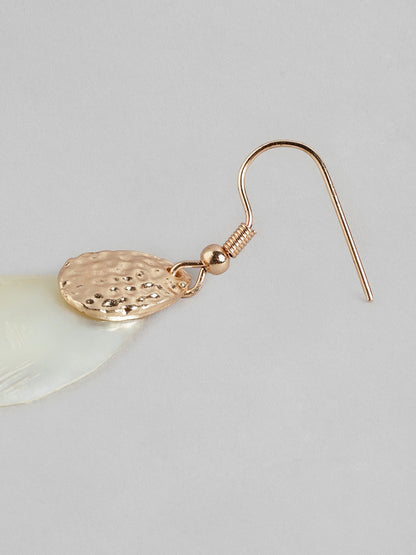 Rose Gold-Plated Teardrop Shaped Artificial Beads Drop Earrings