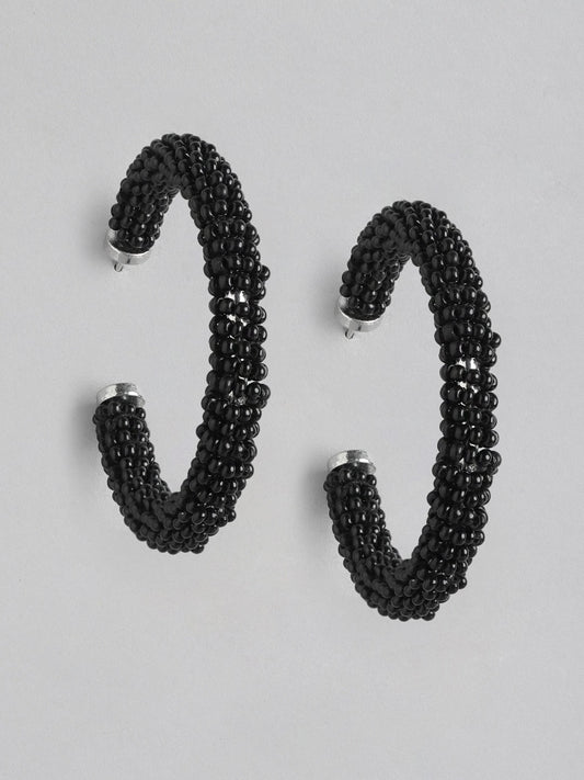 Circular Artificial Beads Half Hoop Earrings