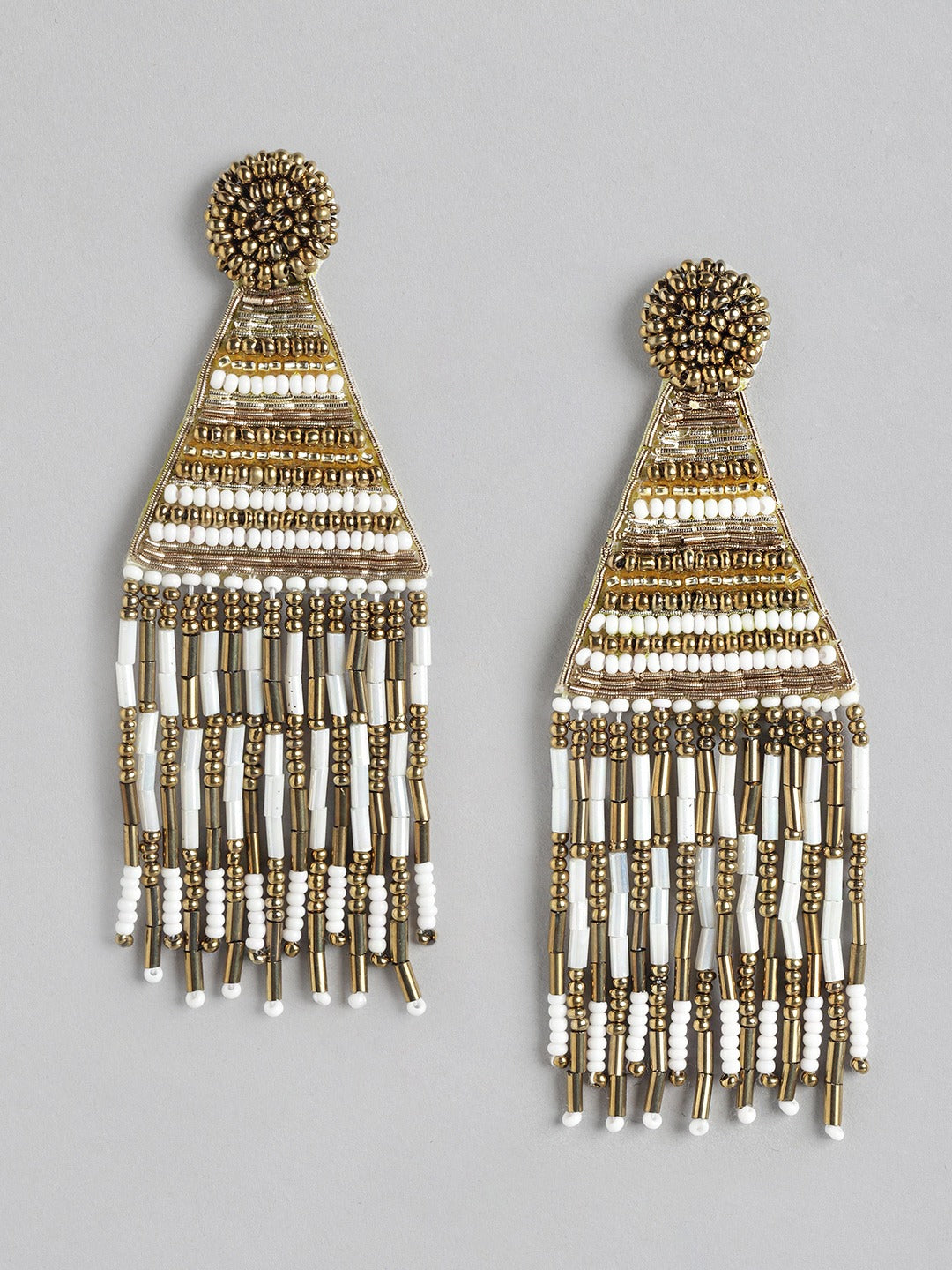 Gold-Plated Geometric Artificial Beads Drop Earrings