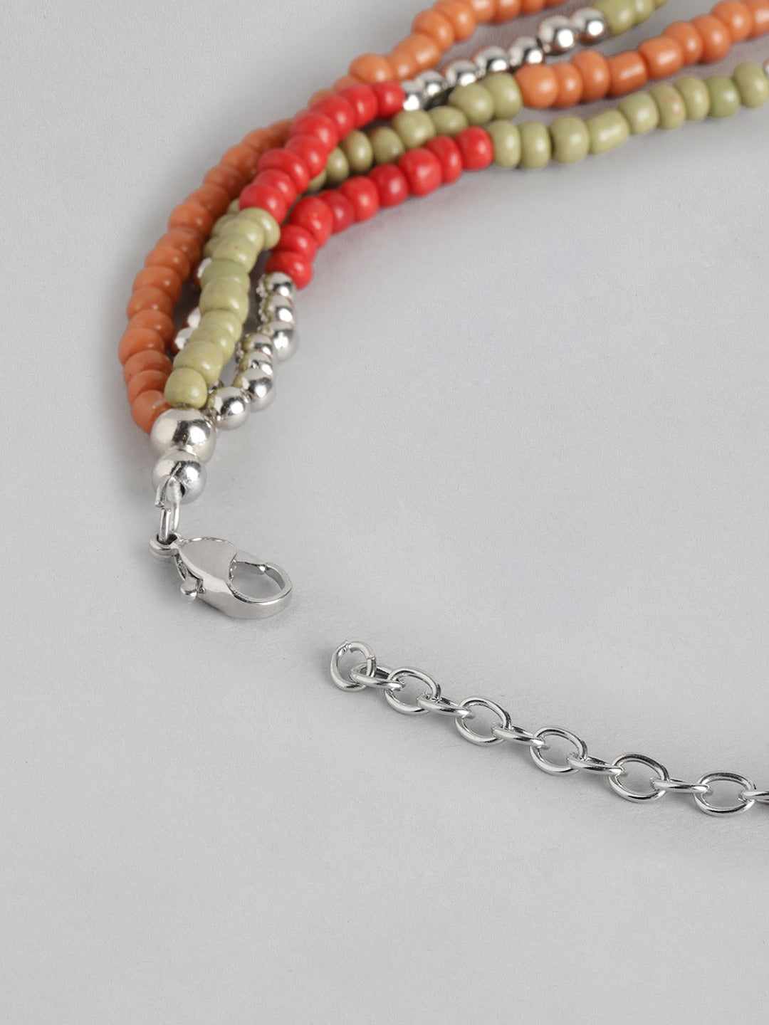 Silver-Plated Layered Artificial Beads Necklace