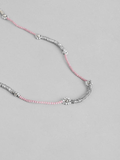 Silver-Plated Artificial Beads Necklace