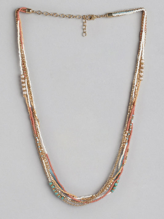Gold-Plated Artificial Beads Layered Necklace