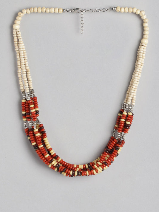Silver-Plated Layered Artificial Beads Necklace