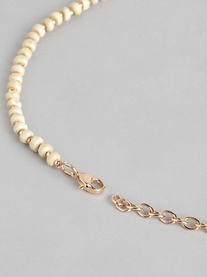 Rose Gold-Plated Artificial Beads Necklace