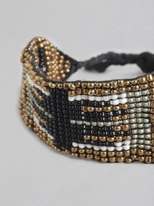 Women Gold-Toned & Black Multistrand Bracelet - Richeera