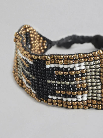 Women Gold-Toned & Black Multistrand Bracelet - Richeera