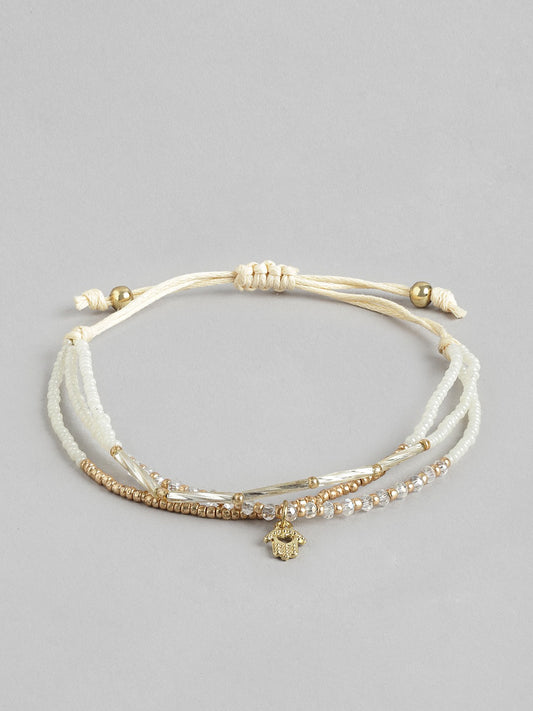 Women Gold-Plated Artificial Beads Multistrand Bracelet