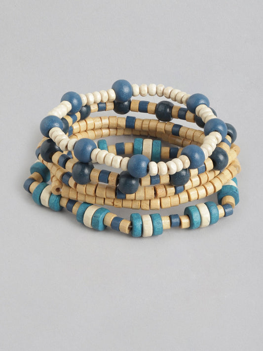 Women Set Of 5 Wood Bracelets