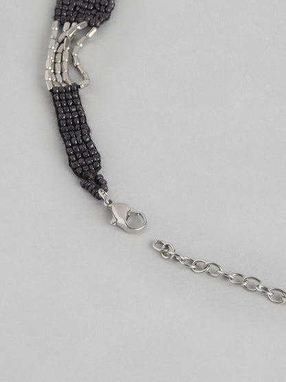 Silver-Plated Artificial Beads Layered Necklace