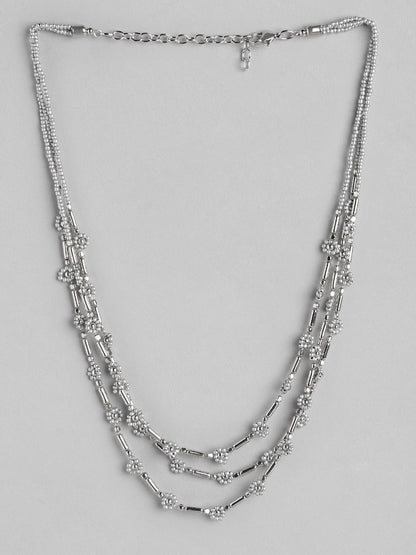 Silver-Plated Layered Artificial Beads Necklace