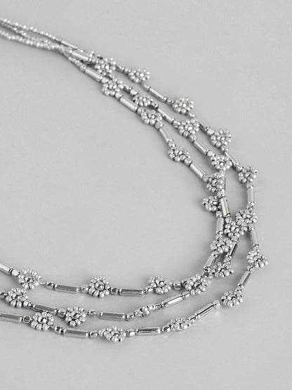 Silver-Plated Layered Artificial Beads Necklace