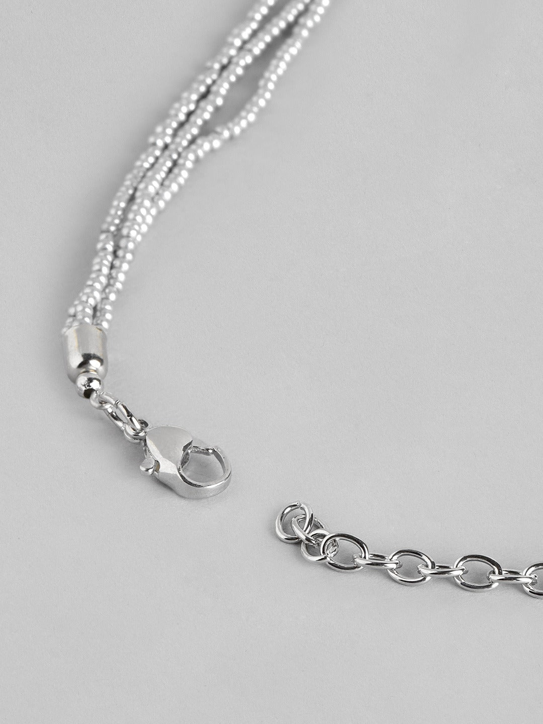 Silver-Plated Layered Artificial Beads Necklace