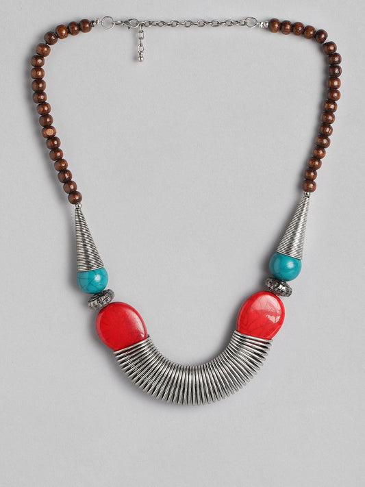 Silver-Plated Artificial Beads Necklace