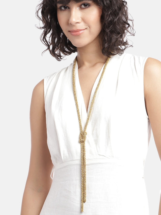 Gold-Plated Artificial Beabed Necklace