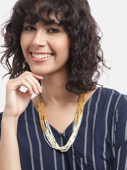 Gold-Plated Artificial Beaded Necklace