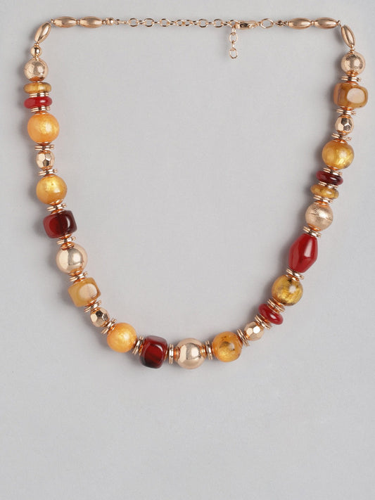 Rose Gold-Plated Artificial Beads Necklace