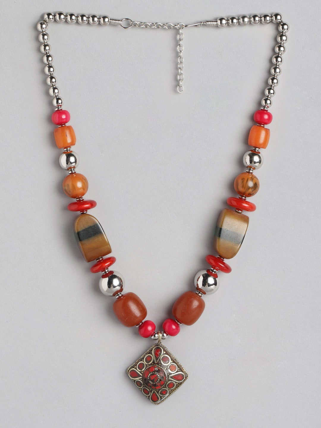 Silver-Plated Artificial Beads Necklace