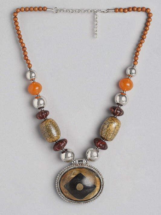 Silver-Plated Artificial Stones & Beads Necklace
