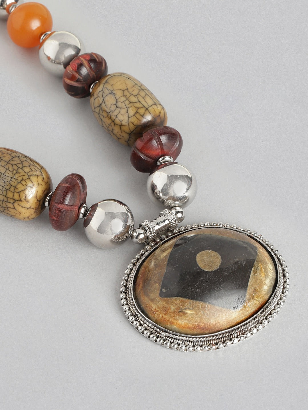 Silver-Plated Artificial Stones & Beads Necklace