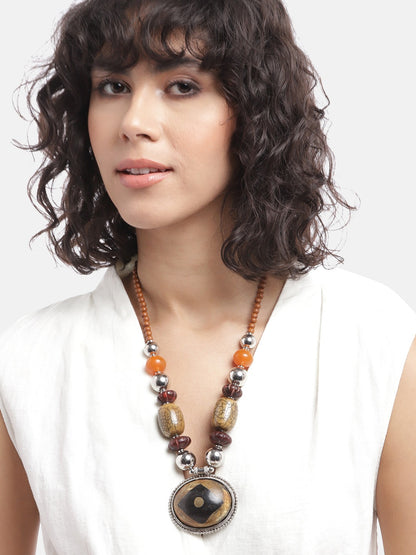 Silver-Plated Artificial Stones & Beads Necklace