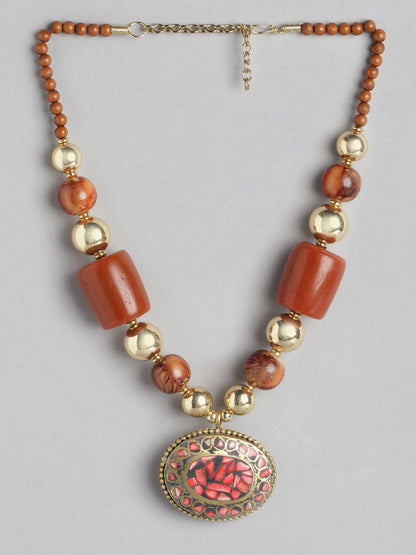 Gold-Plated Artificial Stones & Beads Necklace